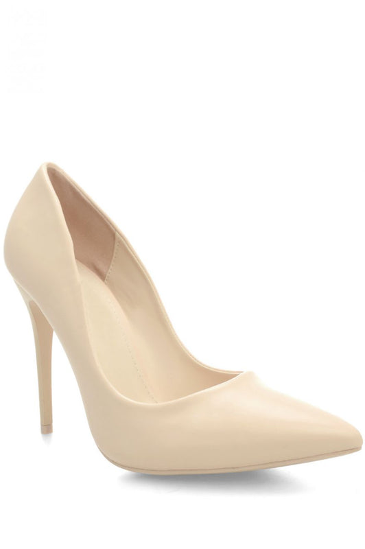 Escarpins en similicuir avec talon aiguille - Beige