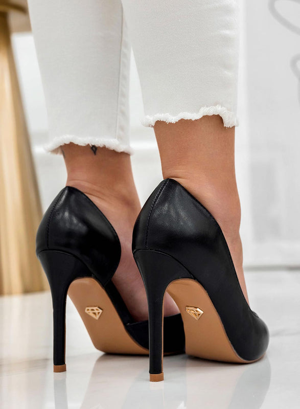 AURORA - Zapatos de salon negros alexoo con apertura lateral y tacon alto