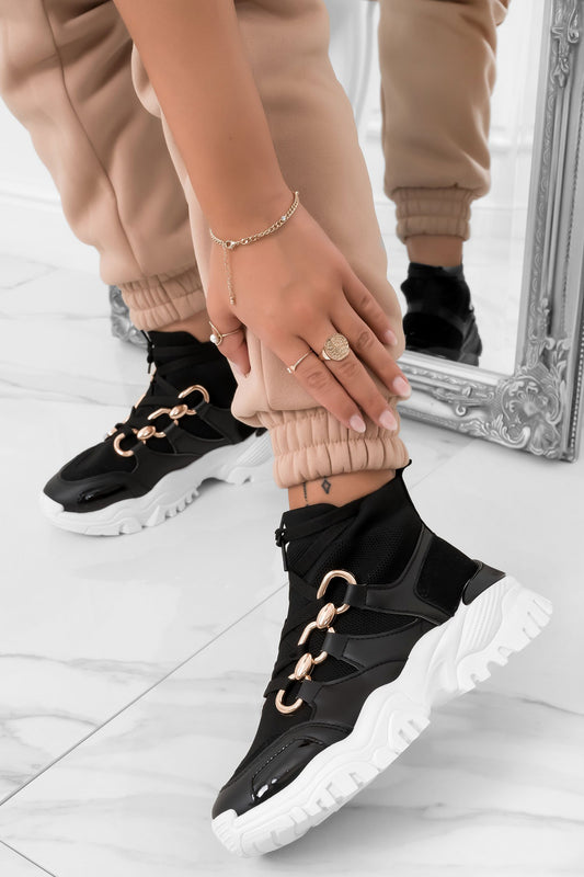 DANCE - Zapatillas negras con cadena dorada