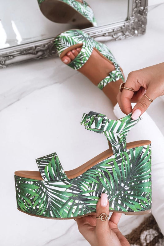 Sandalias estampado Bosque con cuña de plataforma