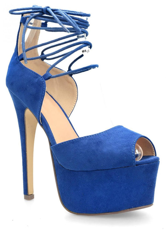 Sandali scamosciati con lacci Blu