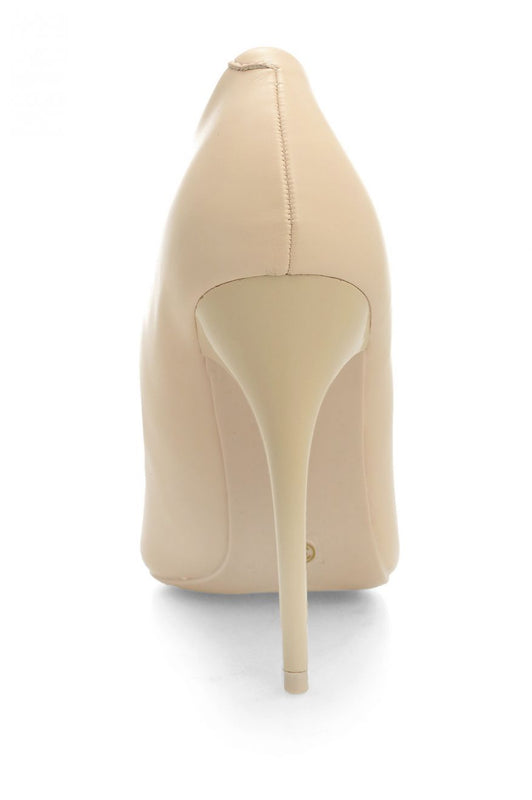 Escarpins en similicuir avec talon aiguille - Beige