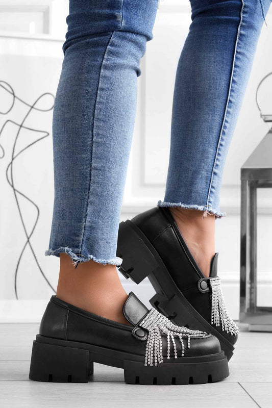 Mocassins plateforme noirs Alexoo avec accessoires interchangeables