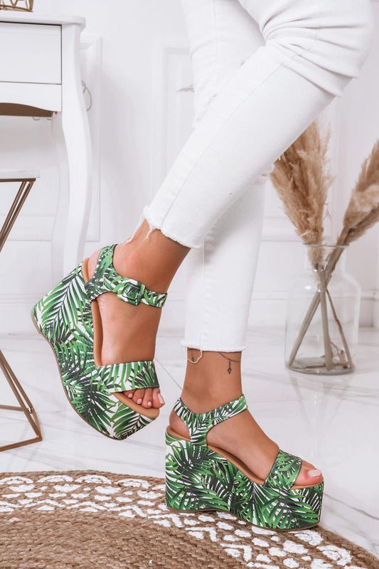 Sandalias estampado Bosque con cuña de plataforma