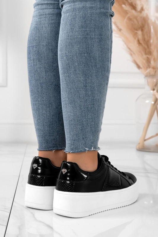 MORENA - Sneakers nere con inserti effetto pitonato