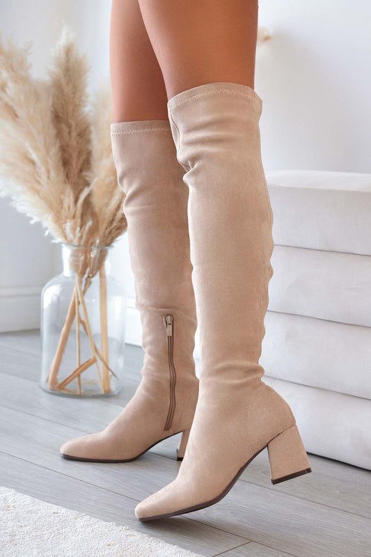 Cuissardes beiges en daim