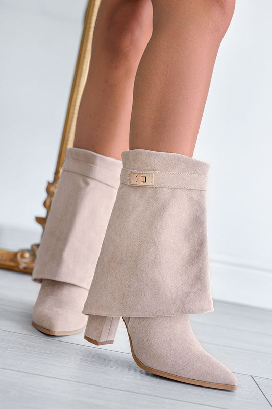 Stivaletti beige Alexoo con risvolto