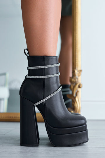 AVRIL - Black Alexoo ankle boots with rhinestones