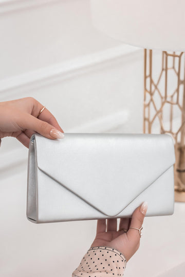 Bag - metallic silver B205 clutch
