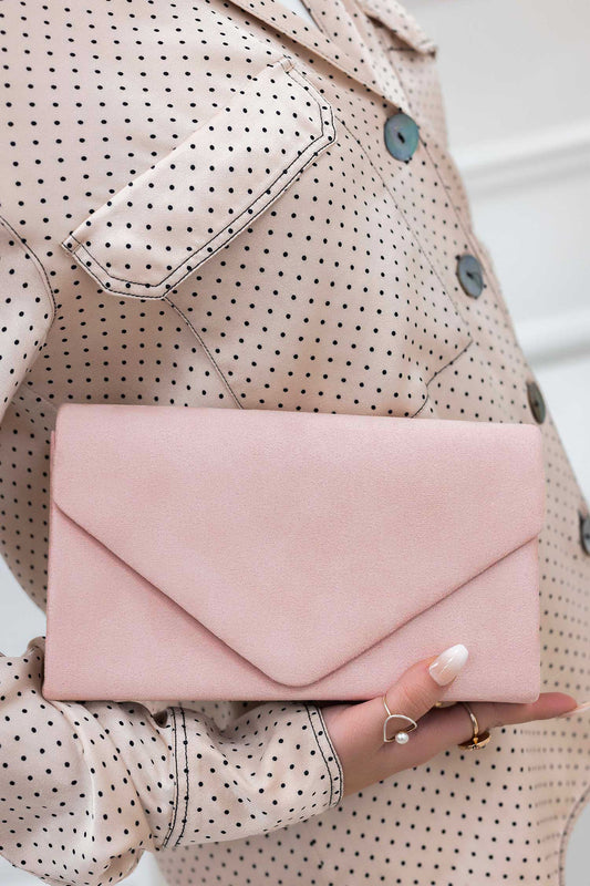 Bag - B205 pink suede clutch