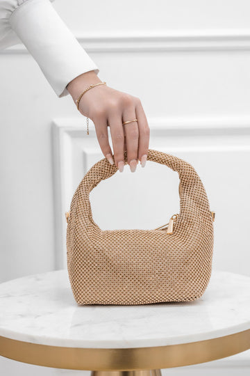 Bolso clutch dorado joya con strass B208