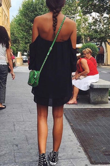 Vestido de tubo en tul negro