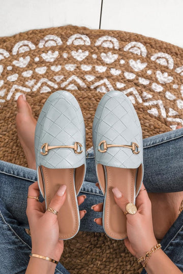 mocasines de cuadros abiertos por detrás Azules